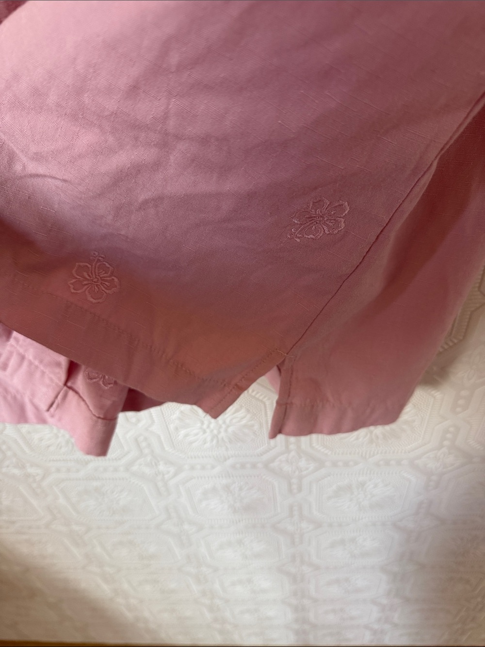 OP Sport Sleeveless Button-Down Top Embroidered Hibiscus Flowers Pink Sz XL - Picture 5 of 6